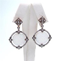 Silver Earring (Gold Plated) with Created Opal and White Cz