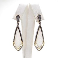 Silver Earring (Gold Plated) with Created Opal and White Cz