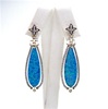 Silver Earring (Gold Plated) with Created Opal and White Cz