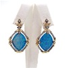 Silver Earring (Gold Plated) with Created Opal and White Cz