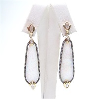 Silver Earring (Gold Plated) with Created Opal and White Cz