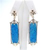 Silver Earring (Gold Plated) with Created Opal and White Cz