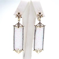 Silver Earring (Gold Plated) with Created Opal and White Cz