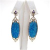 Silver Earring (Gold Plated) with Created Opal and White Cz