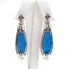 Silver Earring (Gold Plated) with Created Opal and White Cz