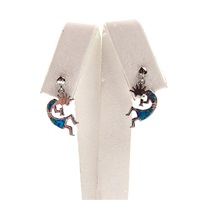 Silver Earrings with Inlay Created Opal