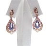 Silver Earring (Rose Gold Plated) with Inlay Created Opal, White and Tanzanite CZ