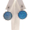 Silver Earrings with Inlay Created Opal & White CZ