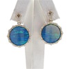 Silver Earrings (Gold Plated) with Inlay Created Opal and White CZ