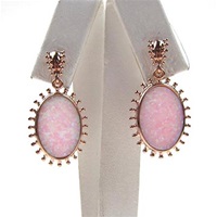 Silver Earring (Rose Gold Plated) with Inlay Created Opal