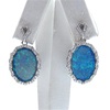 Silver Earrings with Inlay Created Opal & White CZ