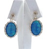 Silver Earrings (Gold Plated) with Inlay Created Opal and White CZ