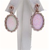 Silver Earring (Rose Gold Plated) with Inlay Created Opal & White CZ