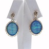 Silver Earrings (Gold Plated) with Inlay Created Opal and White CZ