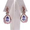 Silver Earring (Rose Gold Plated) with Inlay Created Opal, White and Tanzanite CZ