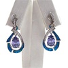 Silver Earring with Inlay Created Opal, White and Tanzanite CZ