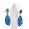 Silver Earrings with Inlay Created Opal and White CZ