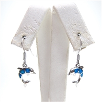 Silver Earrings with Inlay Created Opal (Dolphin)