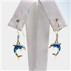 Silver Earrings (Gold Plated) with Inlay Created Opal (Dolphin)