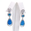 Silver Earrings with Inlay Created Opal & Wht CZ