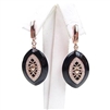 Silver Earrings (Rose Gold Plated) with White CZ and Black Agate