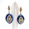 Silver Earrings (Gold Plated) with White CZ and Sodalite