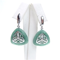 Silver Earring with White CZ and Dark Aventurine