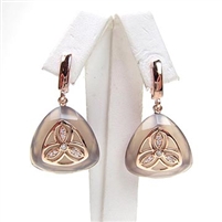 Silver Earring (Rose Gold Plated) with White and Grey Agate