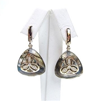 Silver Earrings (Gold Plated) with White CZ and Labradourite