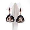 Silver Earrings (Rose Gold Plated) with White CZ and Black Agate