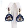 Silver Earrings (Gold Plated) with White CZ and Sodalite