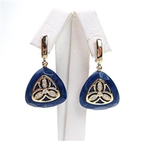 Silver Earrings (Gold Plated) with White CZ and Sodalite