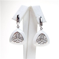 Silver Earring with White CZ and White Agate