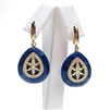 Silver Earrings (Gold Plated) with White CZ and Sodalite