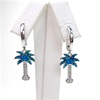 Silver Earrings with Inlay Created Opal & Wht CZ