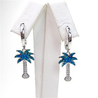 Silver Earrings with Inlay Created Opal & Wht CZ