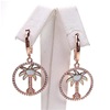 Silver Earring (Rose Gold Plated) with Inlay Created Opal & White CZ