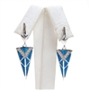 Silver Earrings with Inlay Created Opal and White CZ