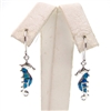 Silver Earrings with Inlay Created Opal (Seahorse)
