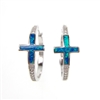 Silver Earrings with Inlay Created Opal and White CZ