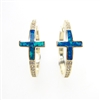 Silver Earrings (Gold Plated) with Inlay Created Opal and White CZ