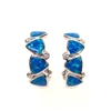 Silver Earrings with Inlay Created Opal and White CZ