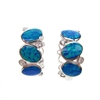 Silver Earrings with Inlay Created Opal and White CZ