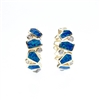 Gold Plated Silver Hoop Earrings with Inlay Created Opal