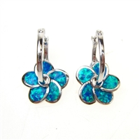 Silver Earrings with Inlay Created Opal