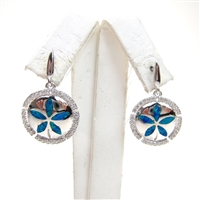 Silver Earring with Inlay Created Opal & White CZ