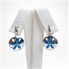 Silver Earrings with Inlay Created Opal (Sand Dollar)