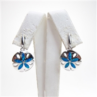 Silver Earrings with Inlay Created Opal (Sand Dollar)