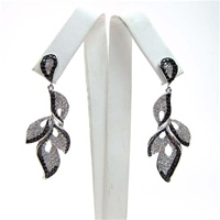 Silver Earrings w/ Black & White CZ