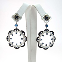 Silver Earrings w/ MOP, Black & Sapphire CZ